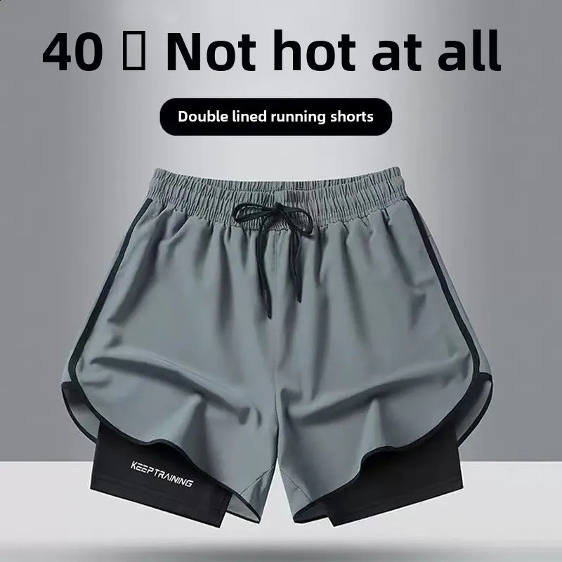 2025 Summer Mens Sports and Fitness Shorts with Double Lined Ice Silk Speed Drying Training for Men Women 250828