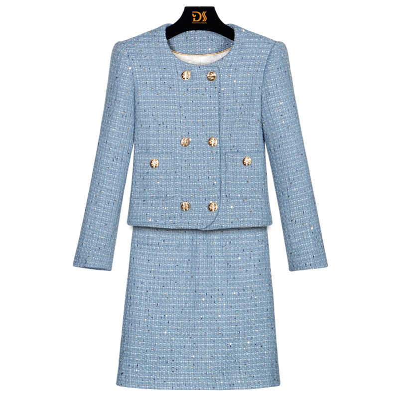 fashionable and elegant light y celebrity heavy industry sequin temperament small fragrance jacket slim skirt suit 250828