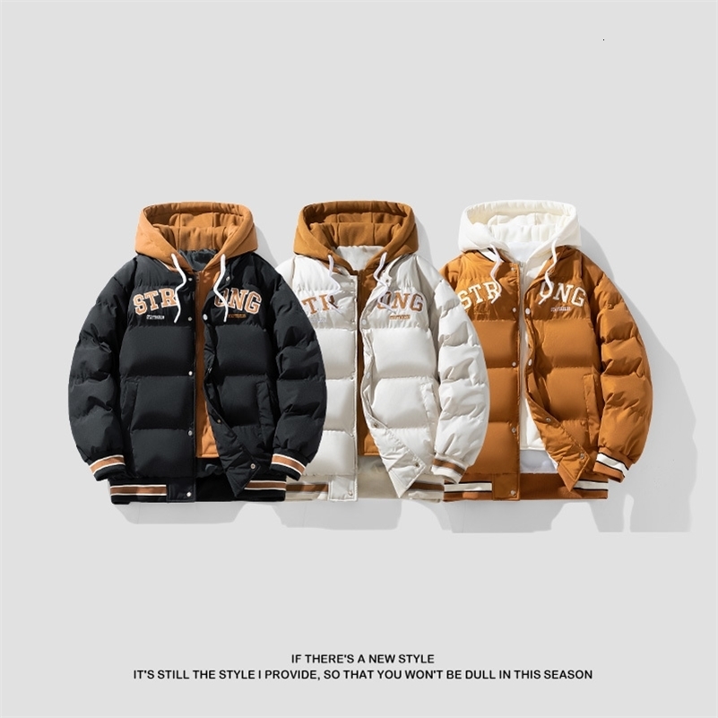 Men's Y2K Hooded Down Puffer Jacket, Long Sleeve Windbreaker Coat with 60% White Duck Down Filling, Full Opening Knit Winter Parka for Sports
