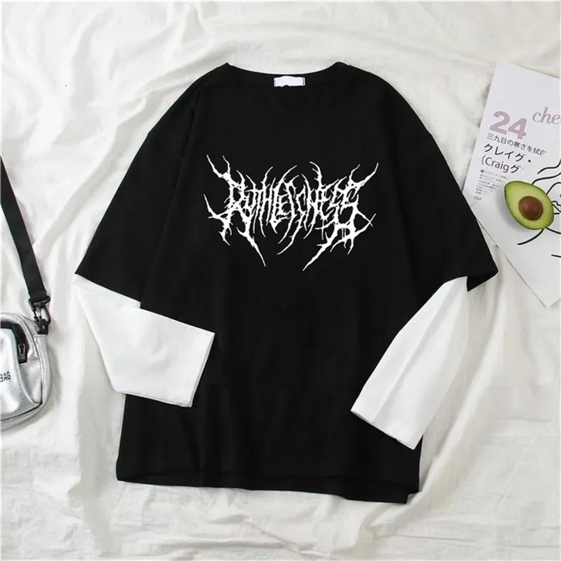 Fashion Punk Dark Style Printed Round Neck Tshirt Y2K Sport Harajuku Thin Womens Top Long Sleeves T Shirt Outdoor Loose Shirt250828ww