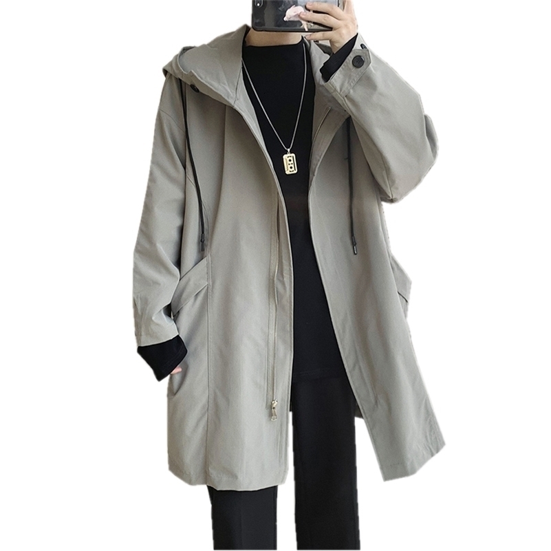 Casual Sli Mens Windbreaker Jaet Hooded Oversize MidLength Loose Top Spring Trendy Garment Tagkita 250828