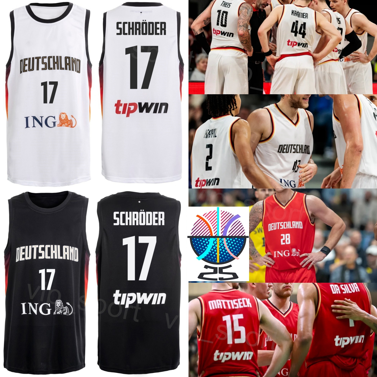 Printed Basketball 4 Maodo Lo Jersey Germany EuroBasket 5 Tristan da Silva 21 Justus Hollatz 0 Isaac Bonga 7 Johannes Voigtmann 34 Leon Kratzer C-image-775727023