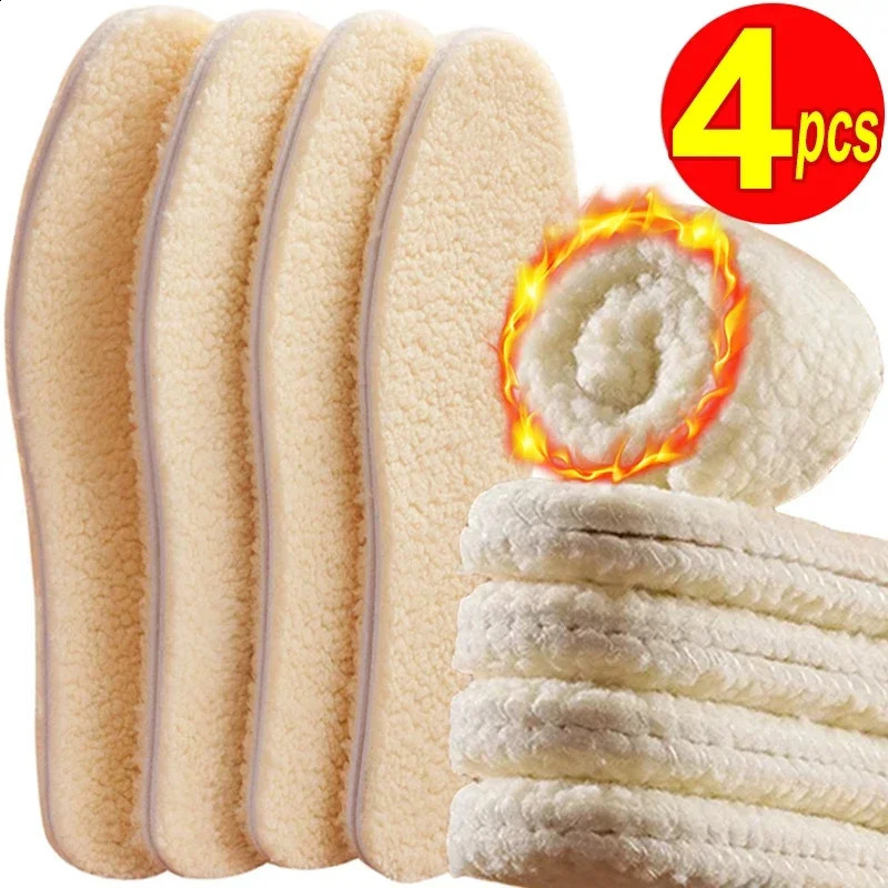 2/4pcs Lamb Fleece Insoles Men Women Winter Keep Warm Insole Soft Wool Thicken Shoepad Cashmere Shoes Insert Thermal Shoe Pads 250821