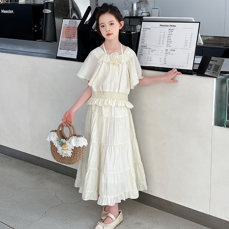 D267 Summer girls&#039; new Chinese style suit skirt fashionable and stylish 2025 new style 6-12 years old trendy style-image-1073109760