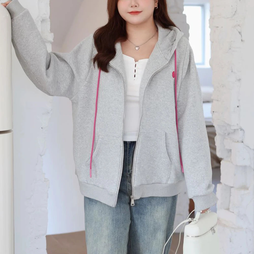 Plus Size Womens Hoodies Premium Warm Loose Hooded Coat Fleece Lined Zip Up Autumn Winter 2025 250828
