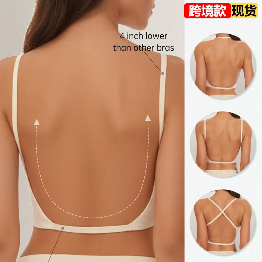 Women Invisible Bra Deep U Plunge Bras Backless Top for Dresses Sexy Lingerie with Transparent Strap Push Up Strapless Underwea250828