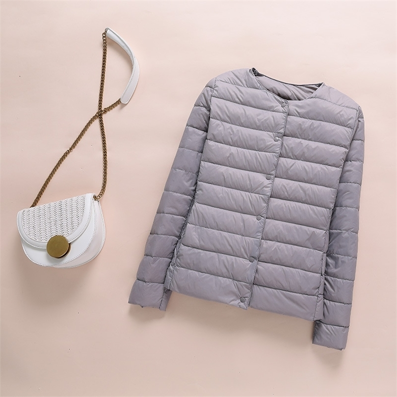 Women Down Jacket Ultralight Collarless Duck Down Korean Coat Portable Female Padded Parkas ONeck Puffer Overcoat250828