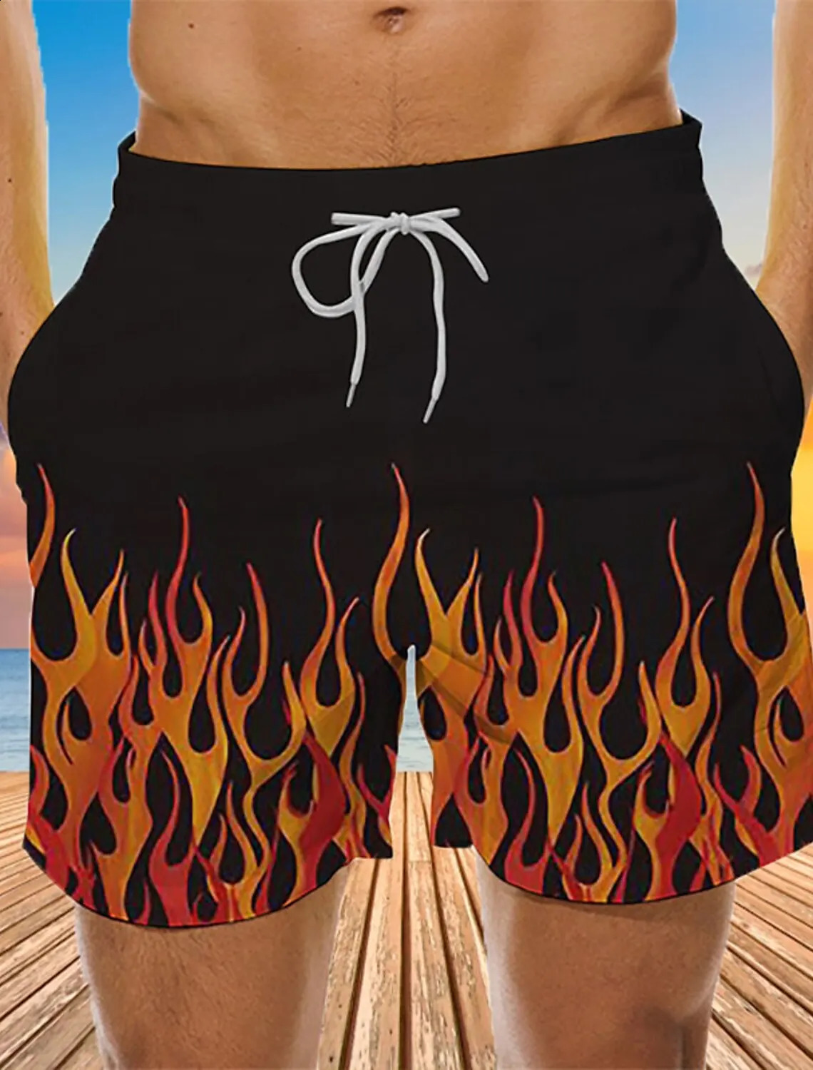 Colorful Flame Shorts Mens 3D Printed Swimwear 2024 Summer Fashion Swim Beach Tennis Sports Fitness Ice 250828