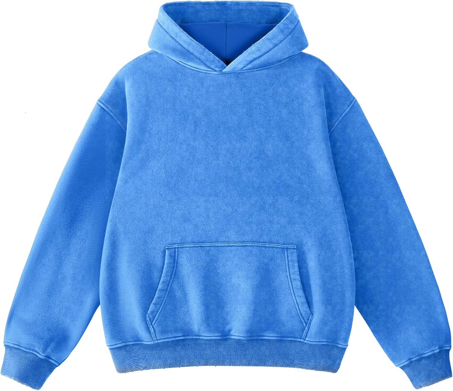 Men's Oversized Acid Wash Hoodie Heavyweight Cotton Wool Sweatshirt Loose Fit Autumn Winter Casual Street Style Pullover