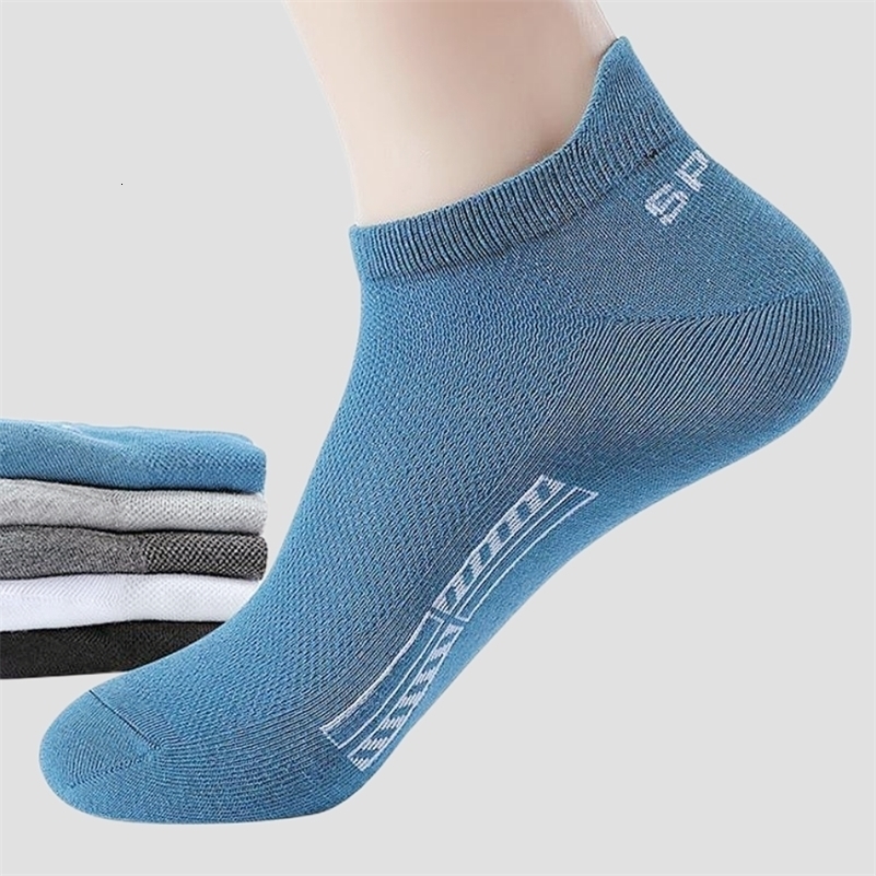 5Pairs High Quality Men Ankle Socks Breathable Cotton Sports Mesh Casual Athletic Summer Thin Cut Short Sokken Size 3845 y250828