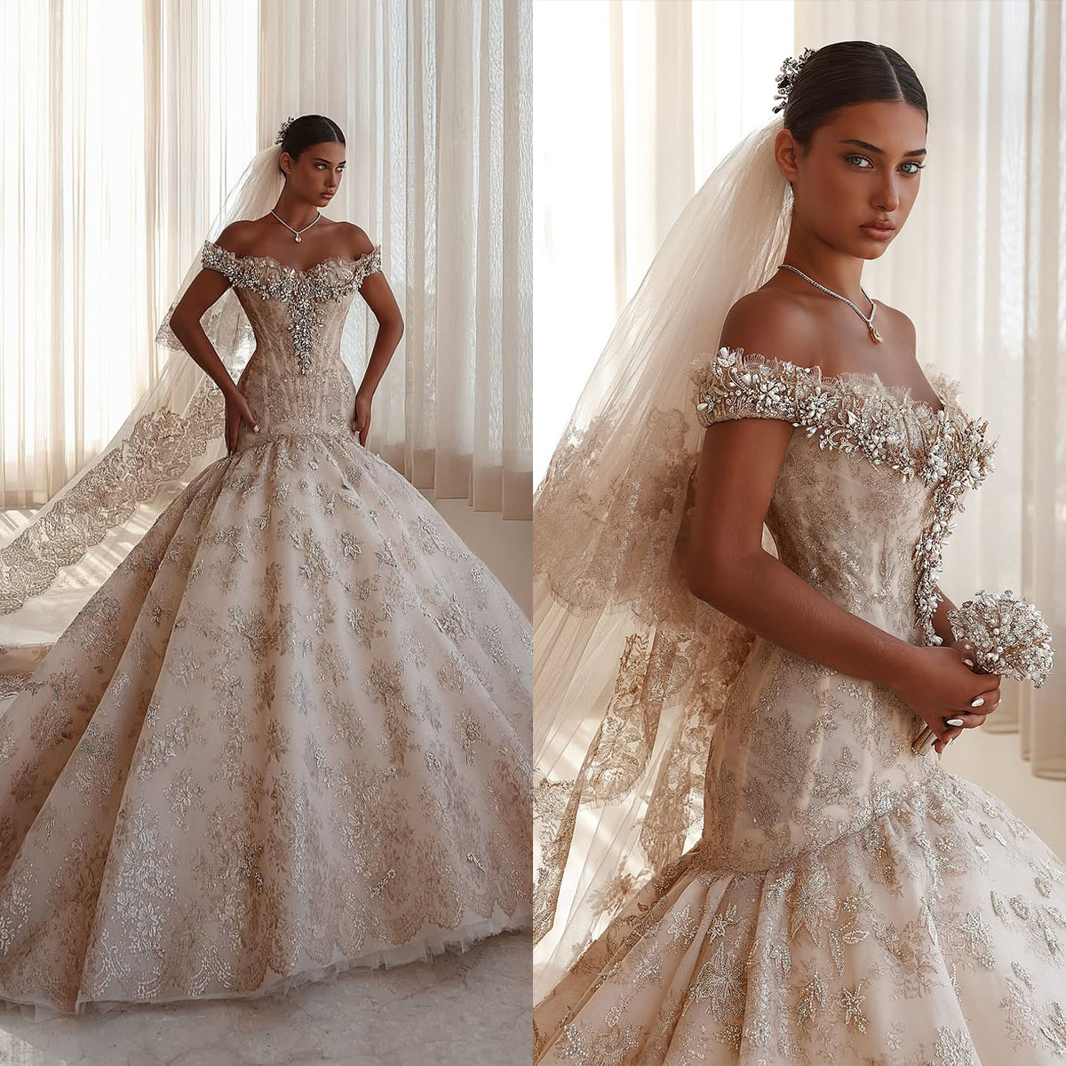 Gorgeous Mermaid Wedding Dress Off Shoulder Sleeveless Bridal Gowns Appliques Lace Sweep Train Dresses Custom Made vestidos de novia