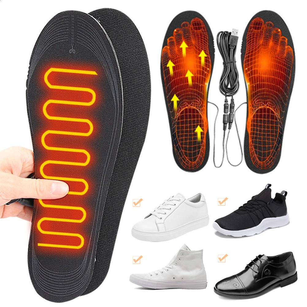 USB Heated Shoe Insoles Electric Heated Shoes Pad Washable Foot Warming Pad Rechargeable Foot Warmer for Winter Camping Fishing 260822
