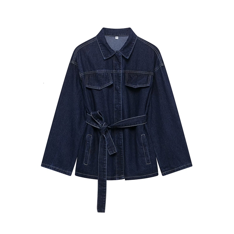 Willshela Women Fashion With Belt Denim Blue Single Breasted Jackets Vintage Lapel Neck Long Sleeves Female Chic Lady Outfits 250828