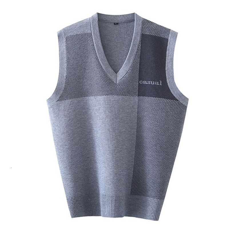 Mens Vest Knit Sweater Waistcoat Thin Spring and Autumn Casual Clothes Vneck Sleeveless y250828