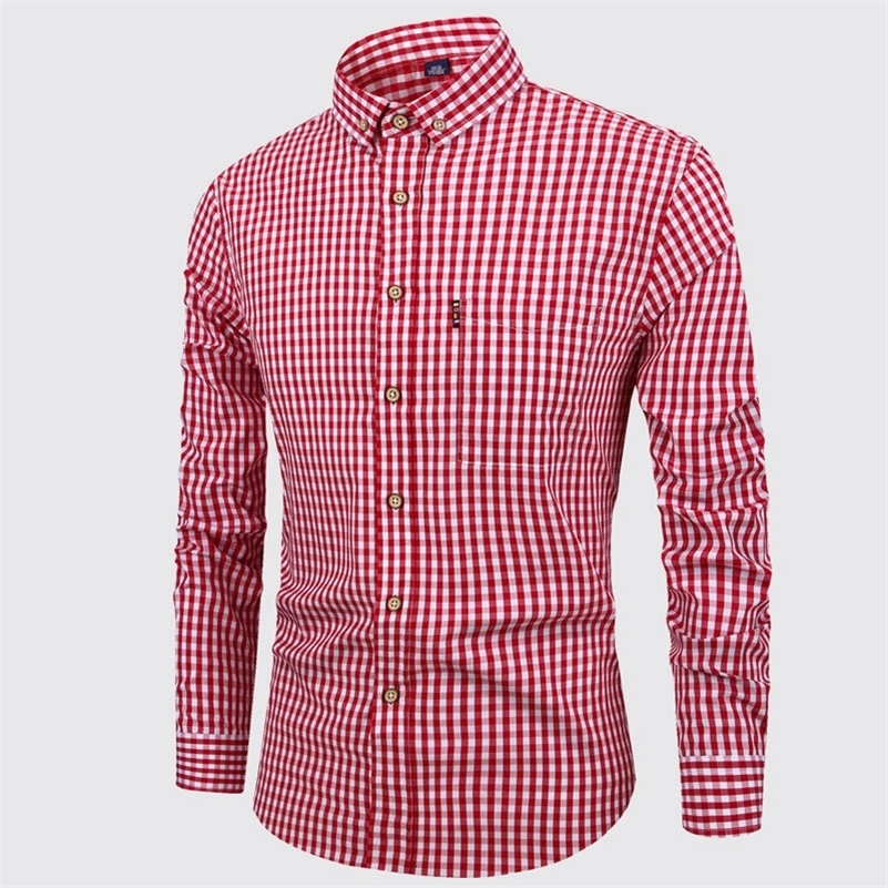 American size 100 cotton mens long sleeve shirt plaid nonironing casual high quality breathable plus slim fit y250828
