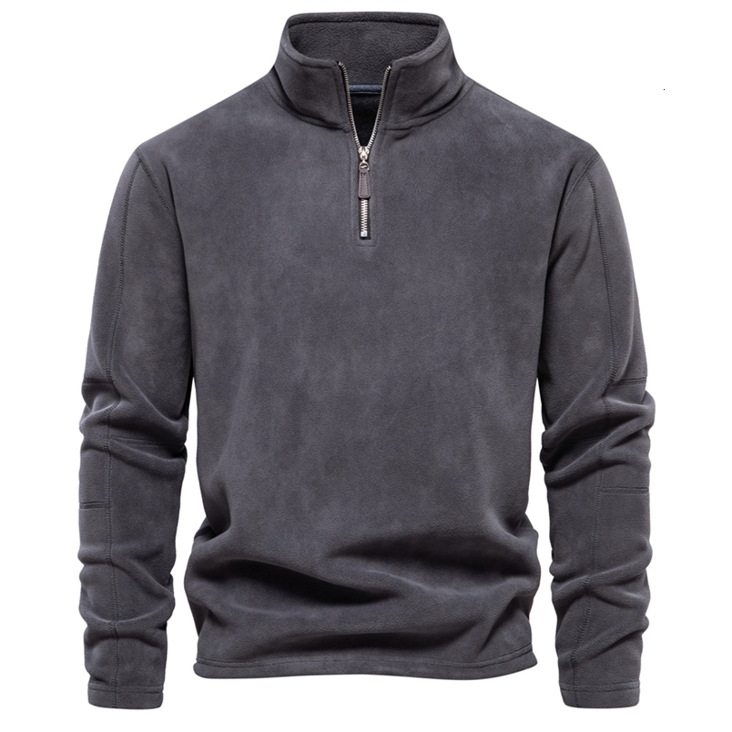 AIOPESON Quality Thicken Warm Fleece Jacket for Men Zipper Neck Pullover Mens Sweatshirt Soft Shell Mens Jacket250828