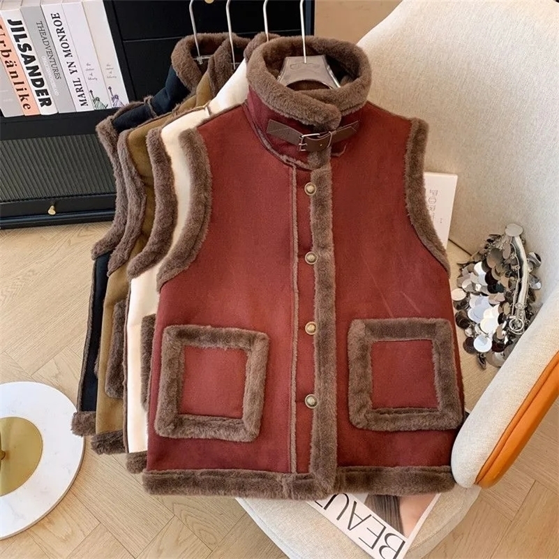 Ladies Vest Jacket 2025 Spring Autumn Fur Loose Womens Vest Coat Sleeveless Temperament Female Sweater Waistcoat 250828