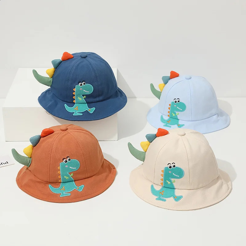 Little Dinosaur Children Bucket Hats Cute 14Y Boys Girls Spring Summer Cap Panama Sunhat Hiking Fishing Hat Fisherman Caps250828