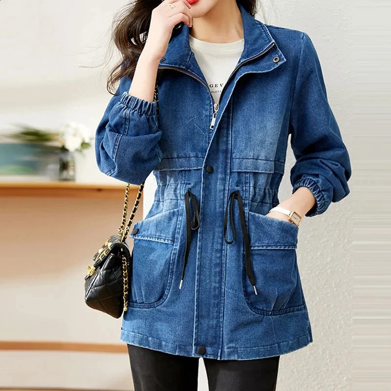 Womens Denim Jacket Spring Autumn Ladies Denim Coat n Sense Versatile Age Reduction Female Cow Overcoat 250828