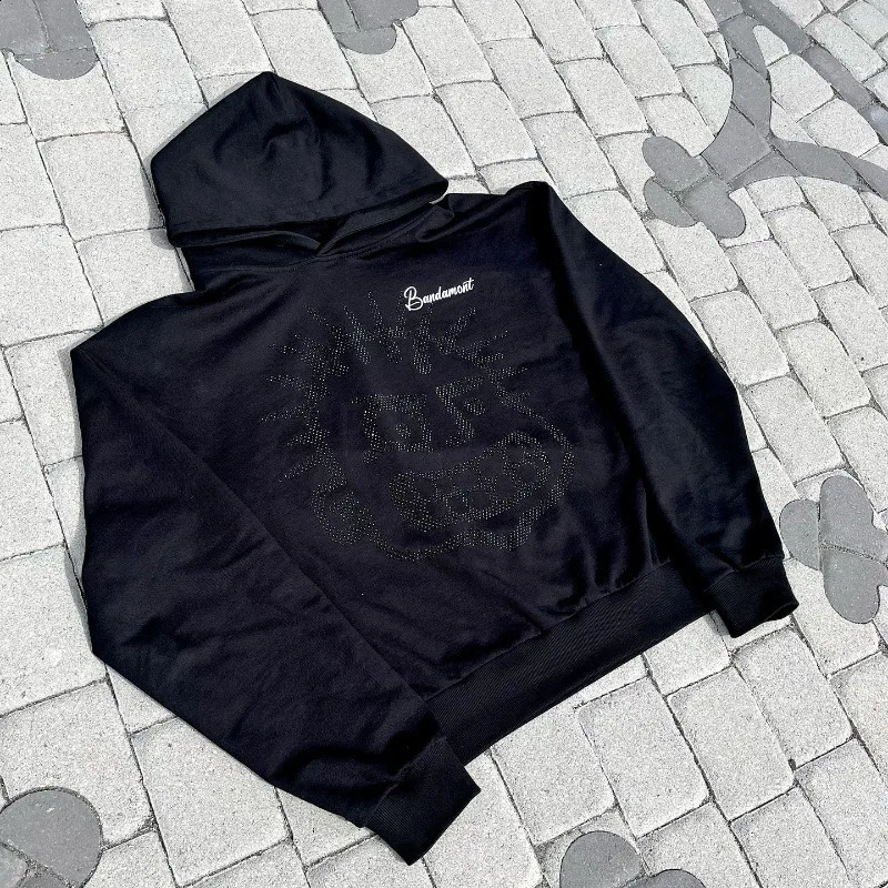 Harajuku Vintage Dark men hoodie Y2k n Diamond Sweatshirt Winter Hip Hop fashion Trend Cartoon loose couple jumper 250828