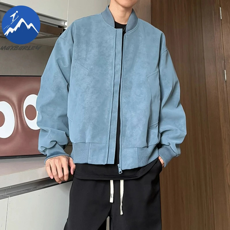 Maxbarley Baseball Jacket Men Utility Vintage Leather Jackets Moto Uniform Combat Black Coat Stylish Outwear For Men Autumn 2025 250828