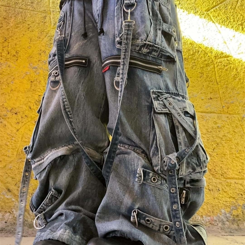 Streetwear Heavy Jeans Y2K Clothing Men Women Hip Hop Retro Pockets Baggy Cargo Pants Baggy Jeans Low Rise Wide Leg Trousers250828