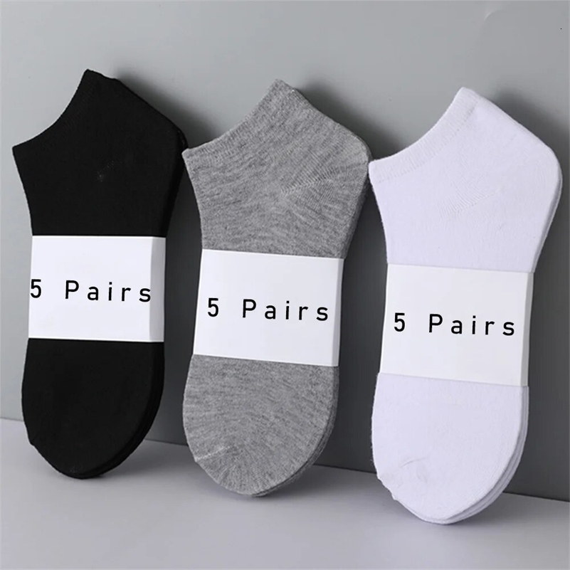 5 Pairs of Womensmens Boat Socks Invisible Low Cut Anti Slip Summer No Show Ankle Solid Color Casual Breathable y250828