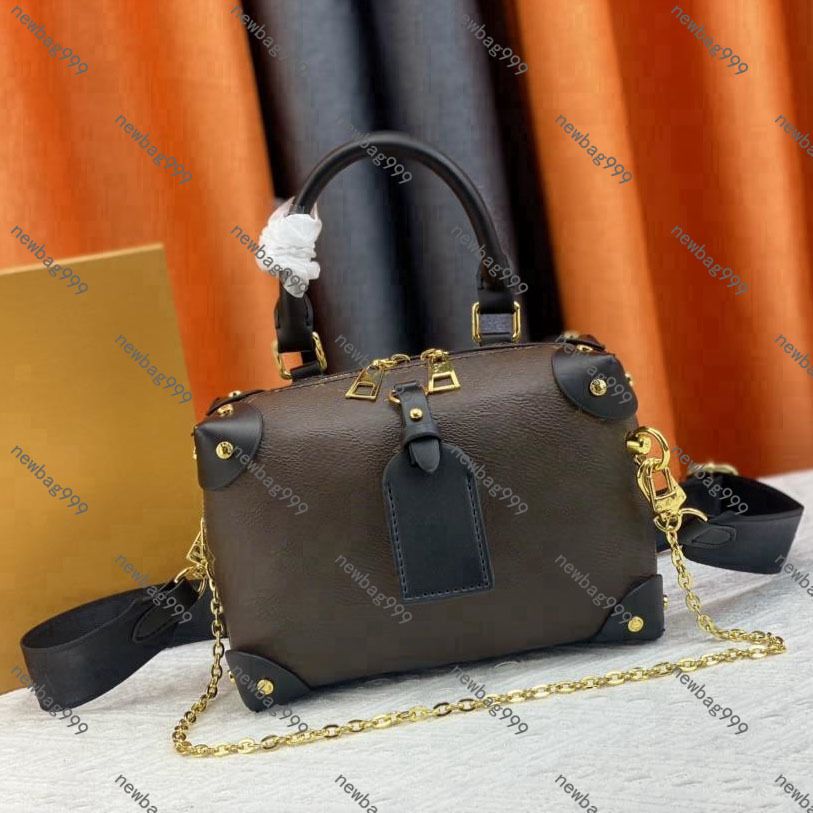 Symmetrical Trunk Box Bag Petite Malle Bag Genuine Leather Soft Mini Bucket Shoulder Bags City Keep Pouch Womens Fashion New Cross Body Handbag