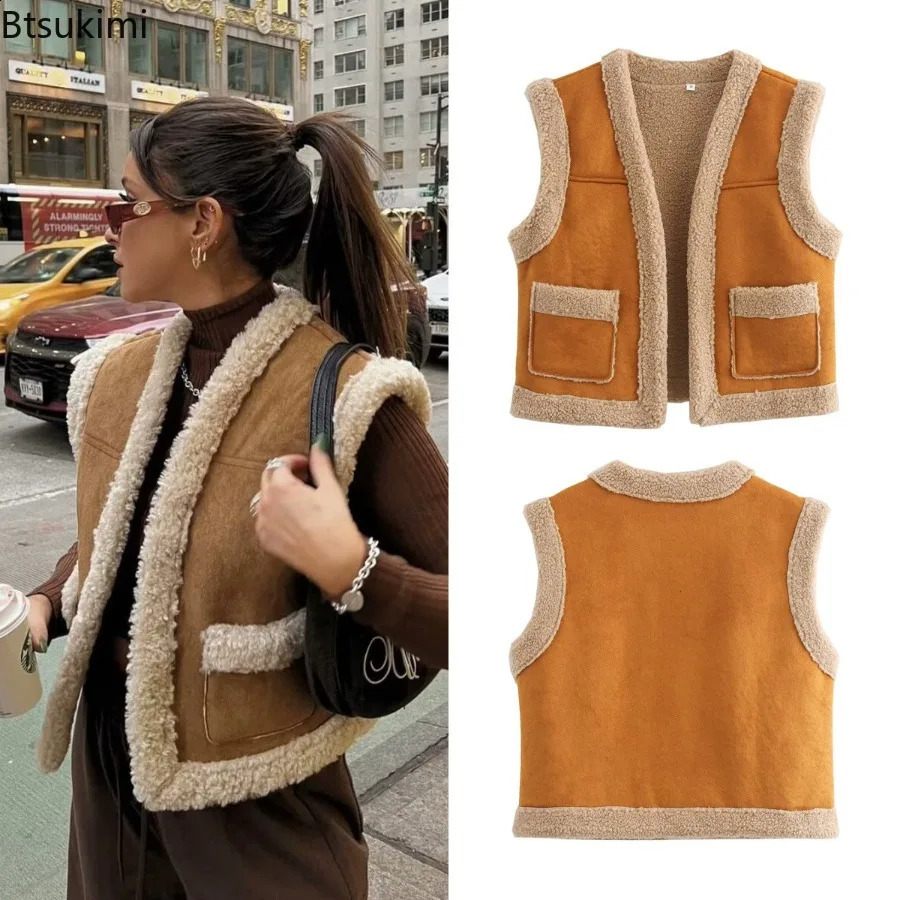 Autumn Winter Women Waistcoat Lamb Hair Winter Thermal Warm Thick Fleece Vests Sleeveless Jacket Ladies Coats Fashion Streetwear 250828
