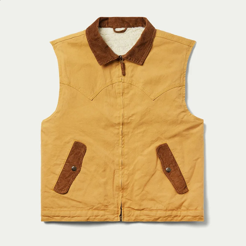 European and American autumn and winter jackets for men Retro western cowboy style casual mens colorblock vest 250828