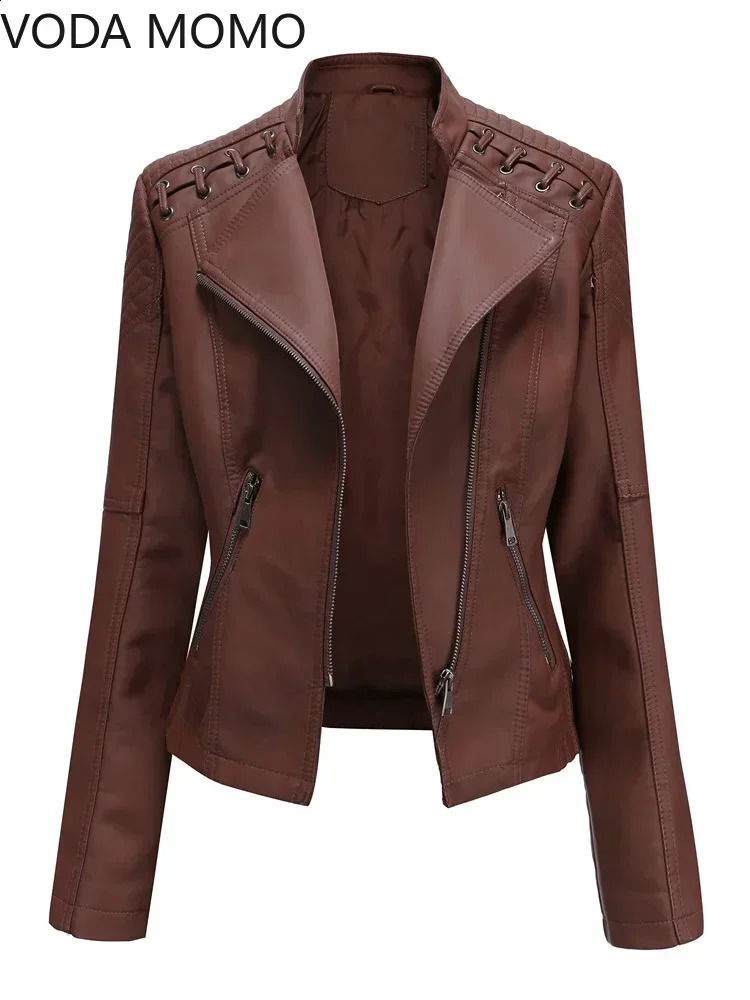 12 Colors S4XL Autumn Spring Women Short Faux PU Jacket Slim Fashion Punk Outwear Motorcycle Leather Jacket Casual Coat 250828