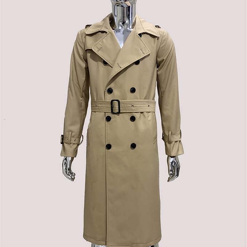 Mauroicardi Spring Autumn Long Khaki Trench Coat Men Double Breasted High Quality Chic European Clothes Overcoat 250828