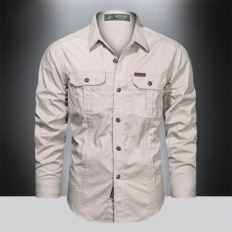 2024 Spring Cotton Cargo Shirt for Men Long Sleeve MultiPocket Shirts Outdoor Casual Colthing High Quality Militar Overshirt y250828