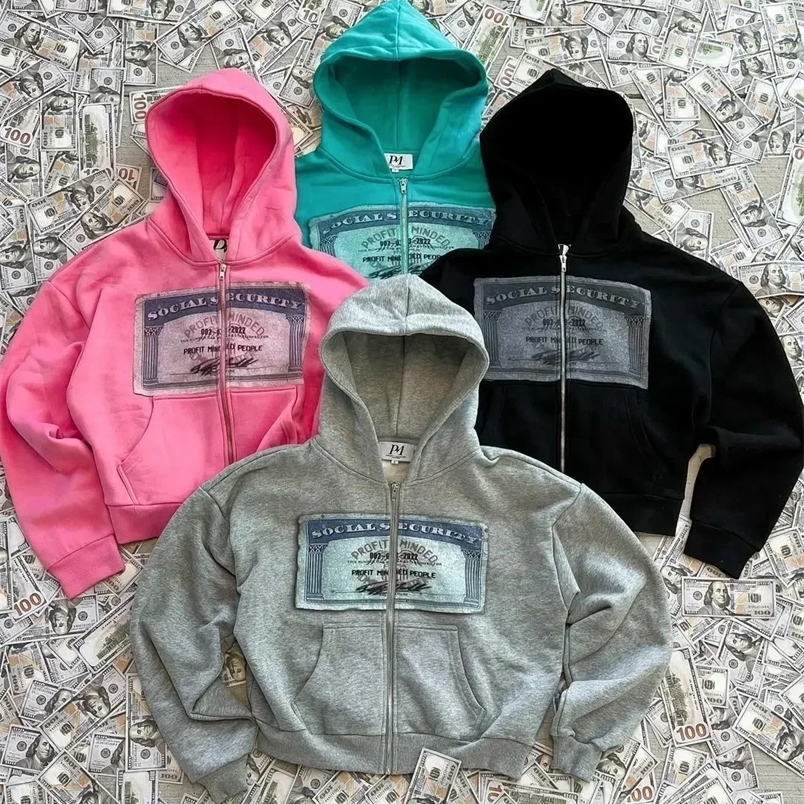 Autumn Y2K retro hoodies for men and women with printed personalized patterns Y2K style street hooded cardigan long sleeves250828