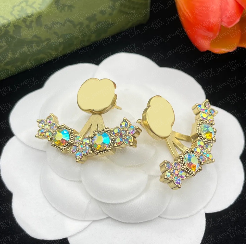 Luxury Brand Earrings Women Stud Crystal Pendant Earring Fashion Flowers Jewelry Earring Designer Wedding Party Accessories