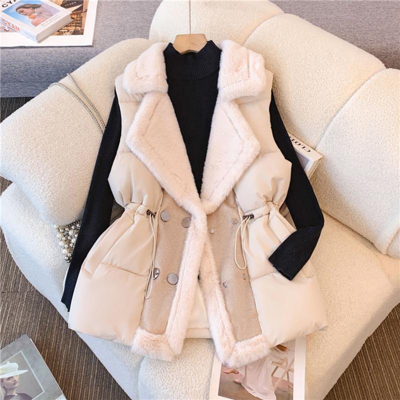 Autumn Winter Vest Women Fur Coat Sleeveless Oversized Tops Lamb Wool Waistcoat Fashion Korean Tanks Outwear Female 250828