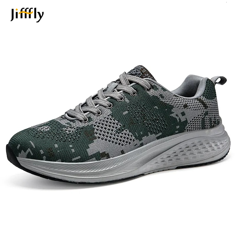 Jifffly Summer Sneakers, Breathable Waterproof Mesh Casual Shoes with Rubber Sole, Round Toe Lace-Up Design, Medium Width, Camouflage Patchwork, PU