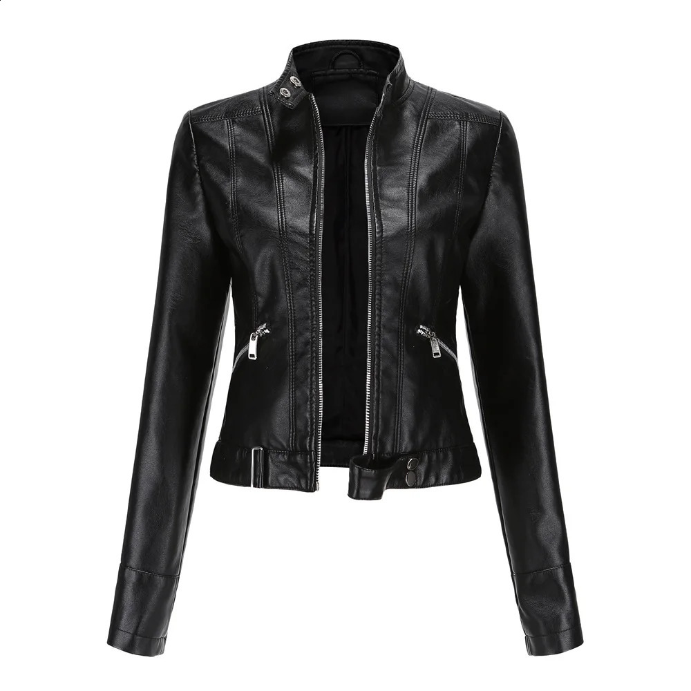 Faux Leather Jacket Woman 2025 Spring Autumn Coat Women Outerwears Black Red Coffee Brown Lavender Purple Chaqueta Mujer 3xl XXL 250828