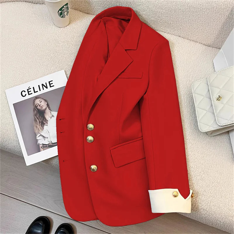 Spring Autumn Casual Suit Jacket Vintage Womens Blazers Singlebreasted Office Coat Lady Blazers Streetwear Outerwear 19 Colors 250828