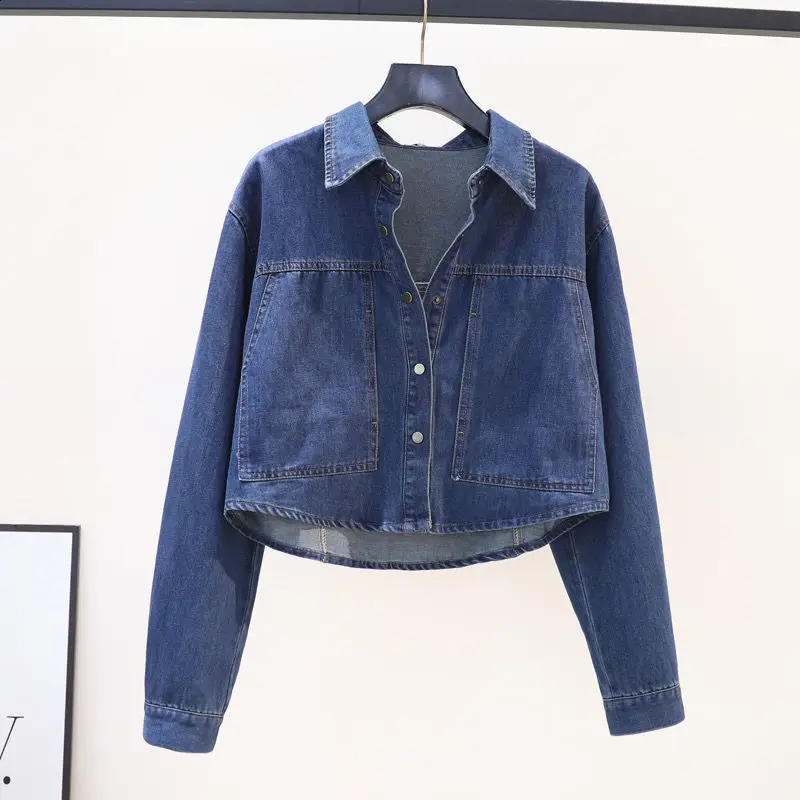 Loose Spring and Autumn Retro Jacket Slim and Versatile Denim Top n Pocket Jacket 250828