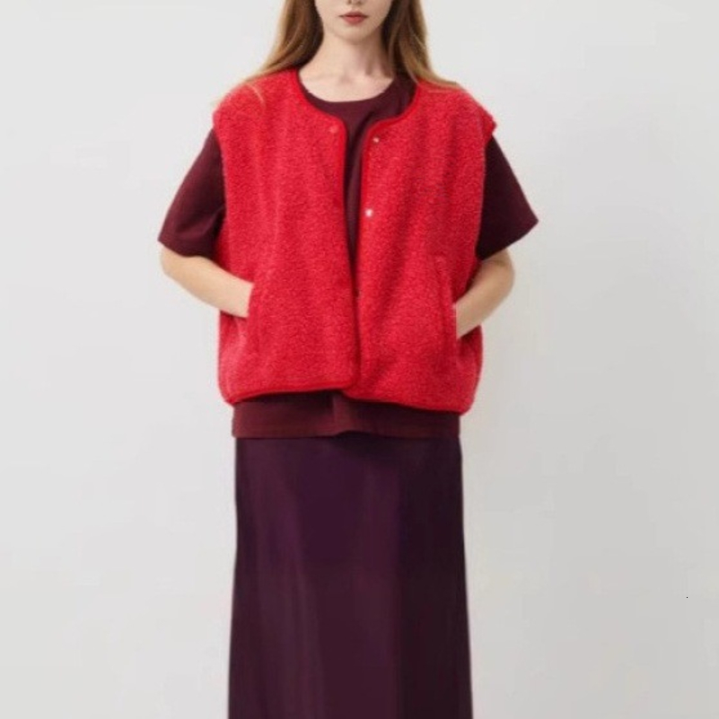 Autumn/Winter Fashion Casual Sleeve Oneck Single Breasted Solid Color Loose Fit Vest For Women6 Colors 250828