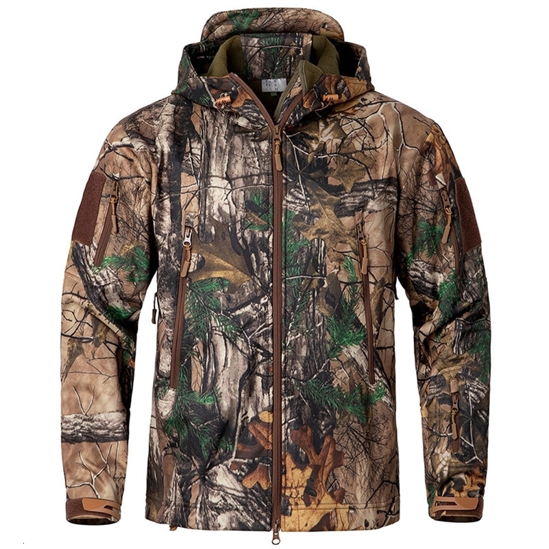 Mens Silent Soft Shell Camouflage Tactical Jacket Waterproof Warm Fleece Hunting Jackets Outdoor Hiking Fishing Hooded Coat y250828