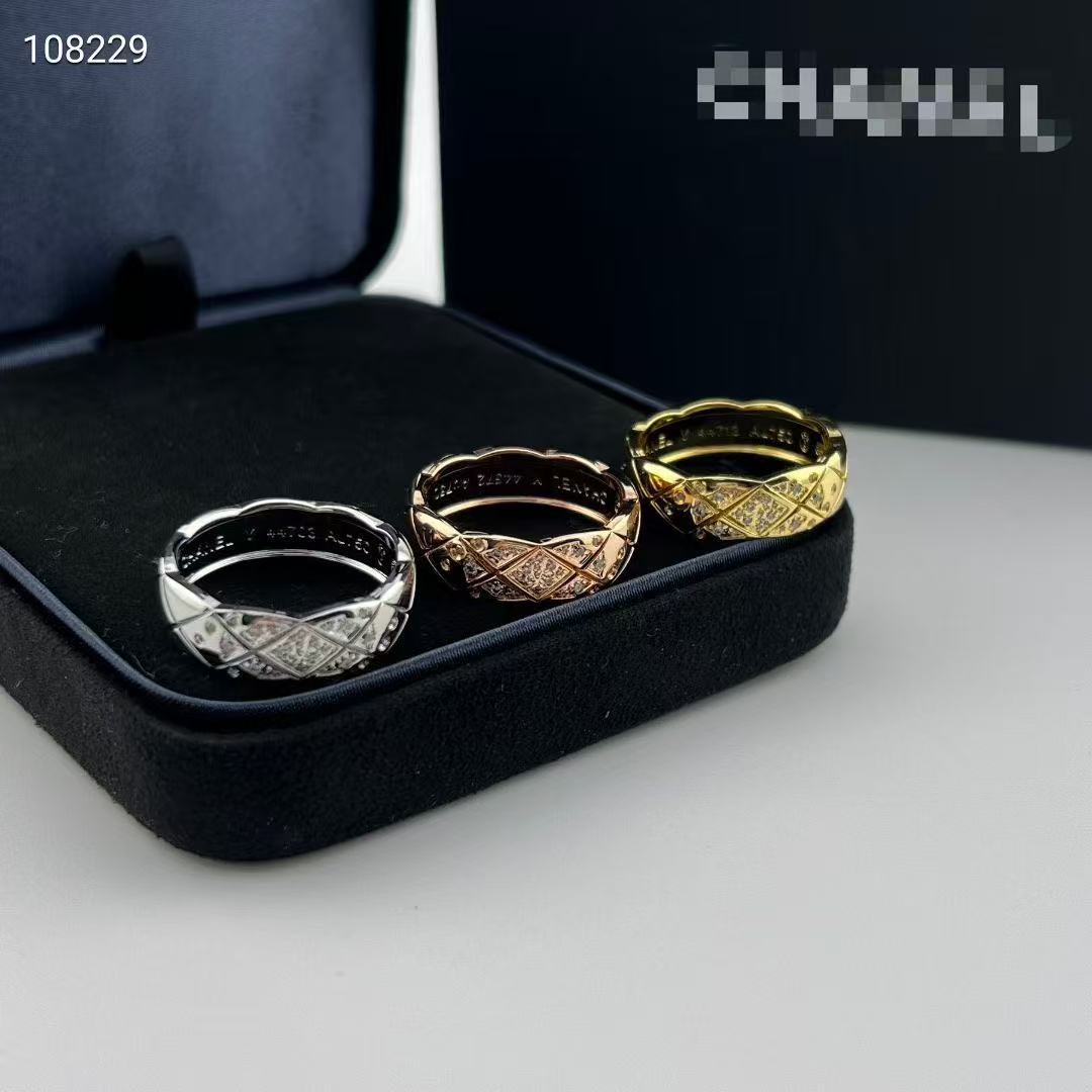 Crush Rings Designer Gold Embossed Rhomboid Diamonds Ring 925 Silver Motif Quilted Pattern Lends Graphic Shapes Original Collection Never Fade Women