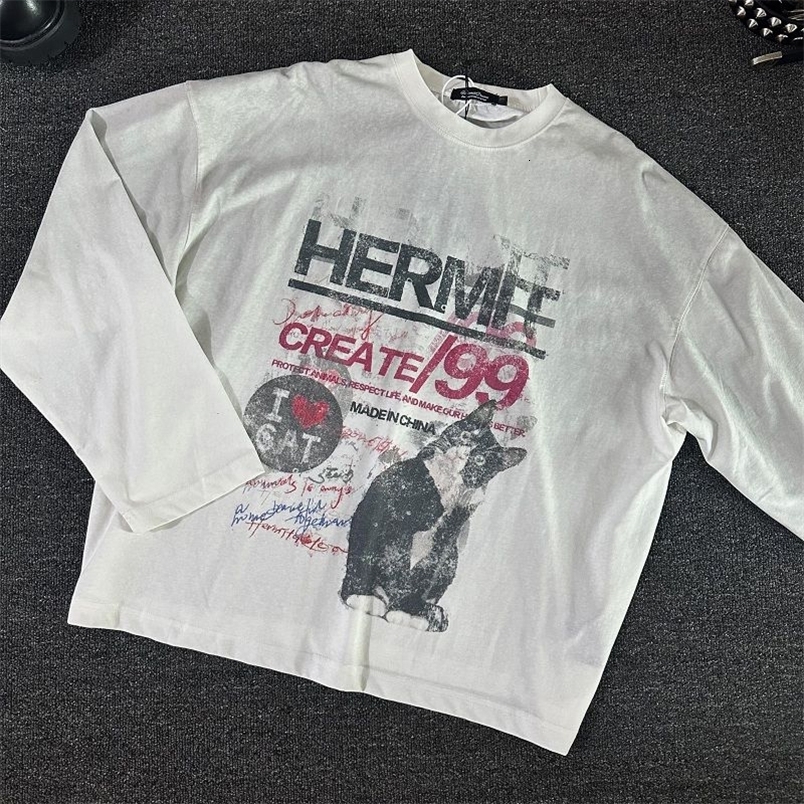 Streetwear T Shirt Y2K Hip Hop Letter Retro Graphic Print Oversized Tshirt Mens Womens Round Neck Cotton Long Sleeve Tops Autumn250828