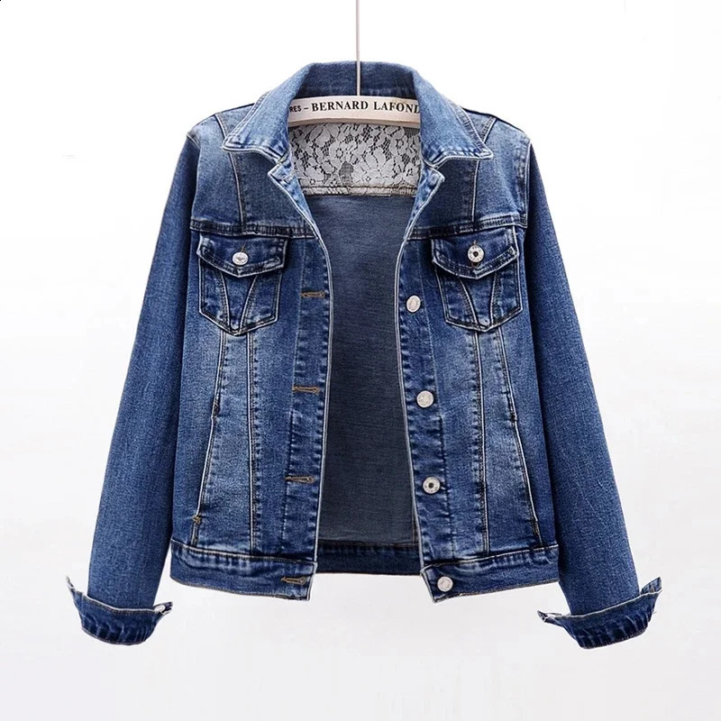 Korean Elasticity Slim Denim Jacket Women Long Sleeve Outwear Chaqueta Mujer Spring Vintage Female Basic Coat Woman Clothes 250828