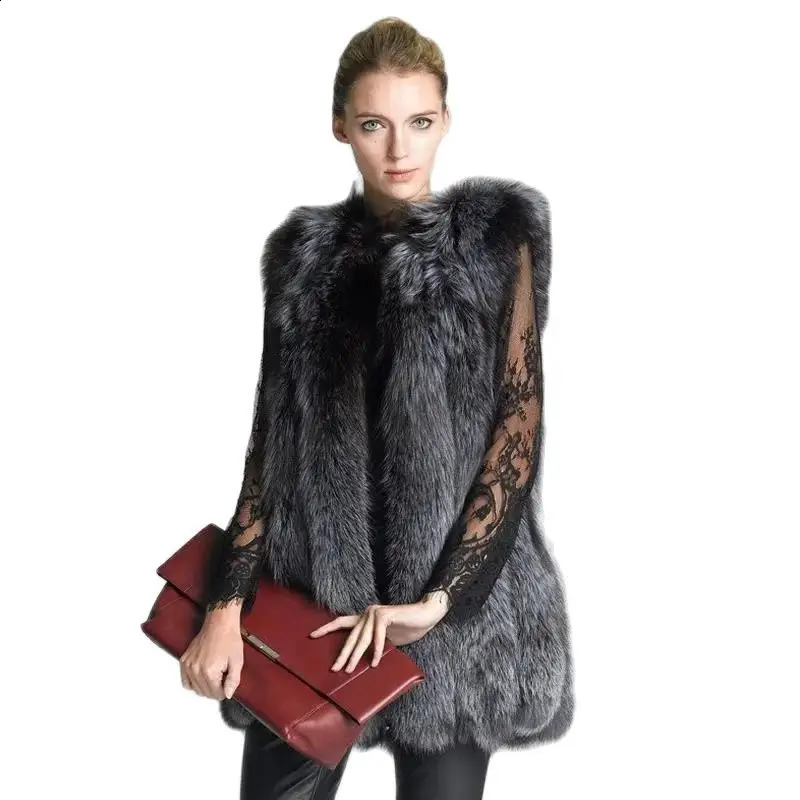 High Quality Fur Vest Faux Fox Fur Vest for Women Warm Coat Vests Winter Fashion Furs Female Jacket High Quality S6XL 250828