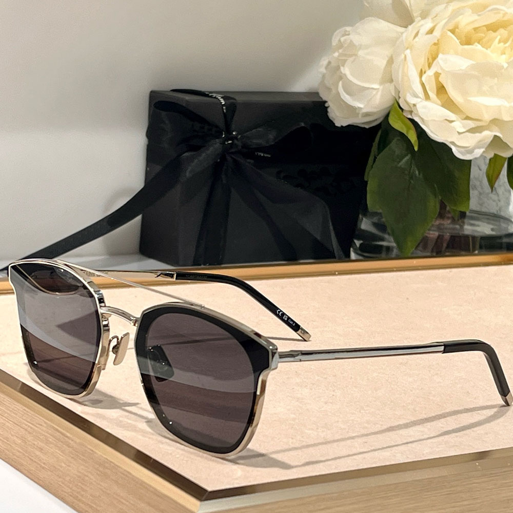 ROUND FRAMED SUNGLASSES Womens Luxury Designer Pilot Sunglasses SL28 classic metal double bridge frame sunglasses metal nose pads UV400 Protection w