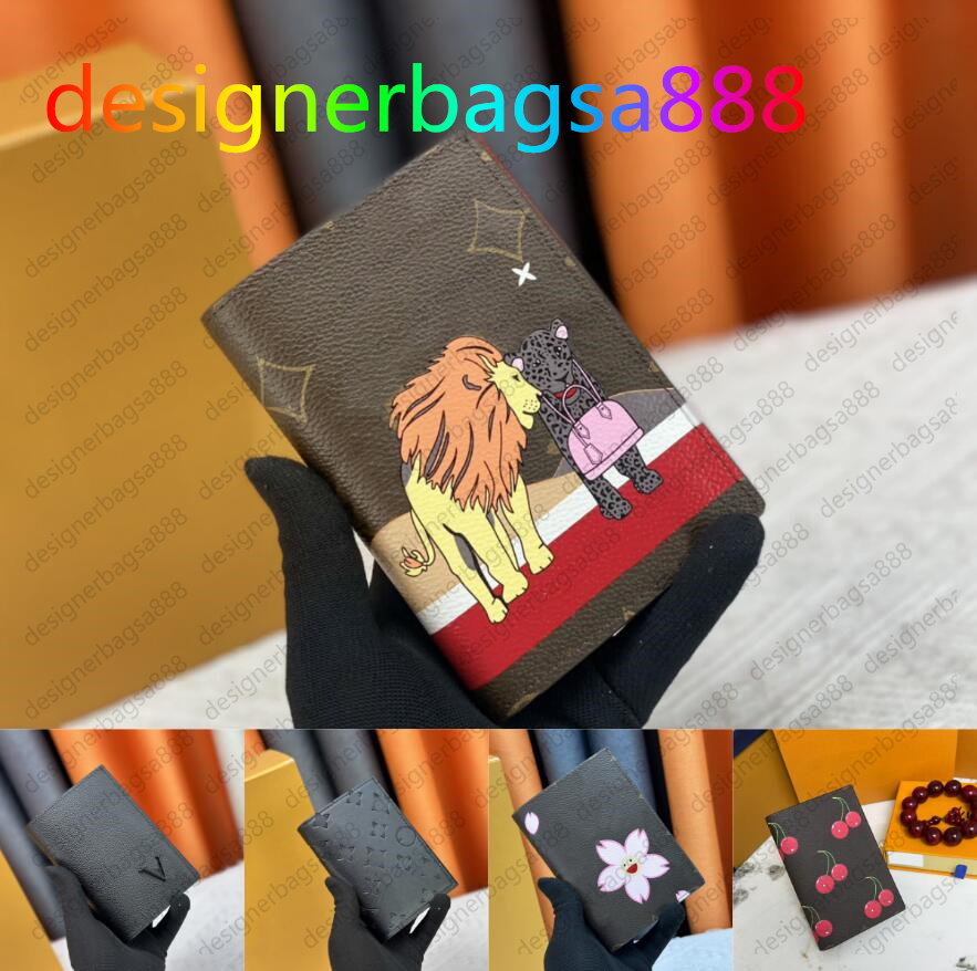 wallets for man women High quality Classic Designer Card Holder PASSPORT COVER Fashion Brand Fashion Credit Embossed passport Takashi Murakami 64502