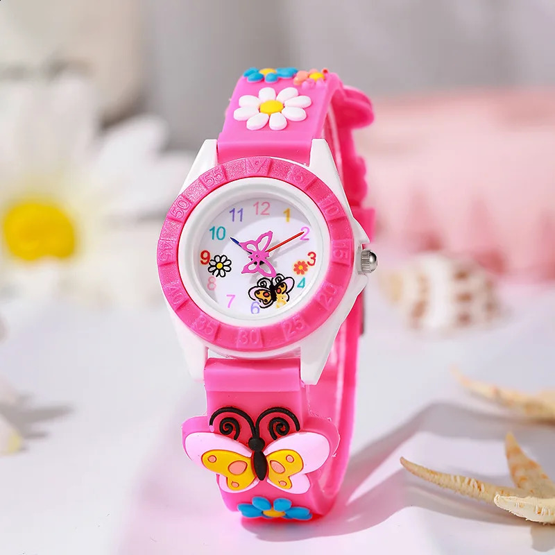Childrens Watch Simple Digital Butterfly Hands Quartz Watches Casual Sports Purple Silicone Girls Clock Gift Wristwatch250828