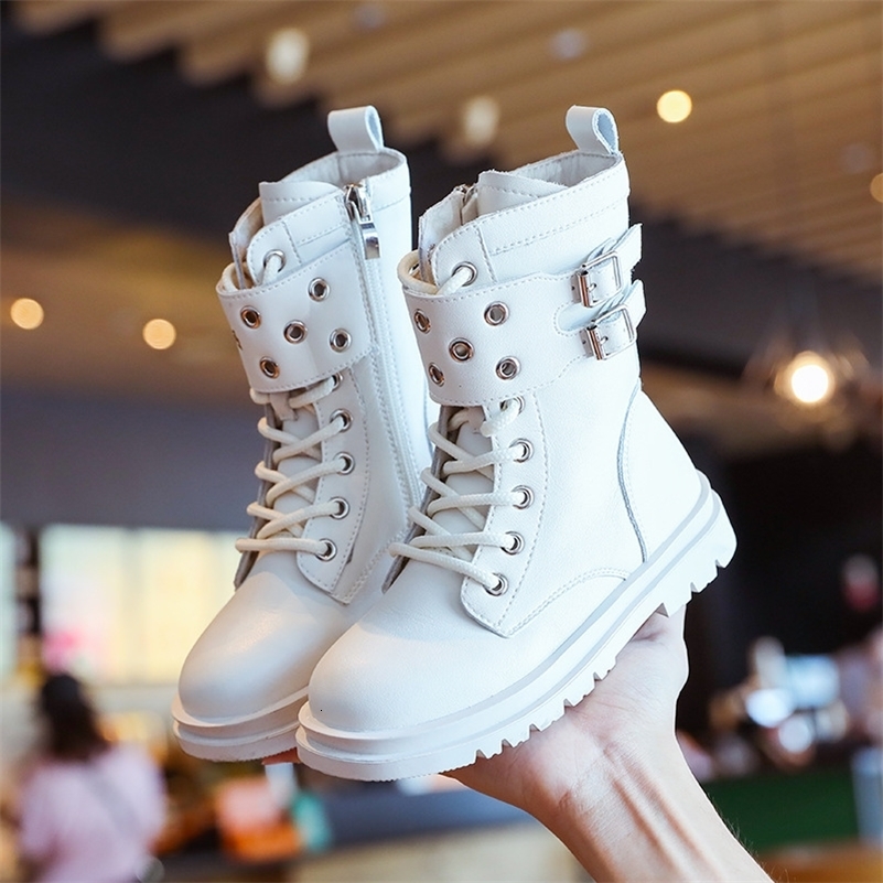 Kids Fashion Little Girl Shoes Child Sneaker Autumn Boots Girl Middle Tube Boots White Black 3 4 5 6 7 8 9 10 11 12 Years250828